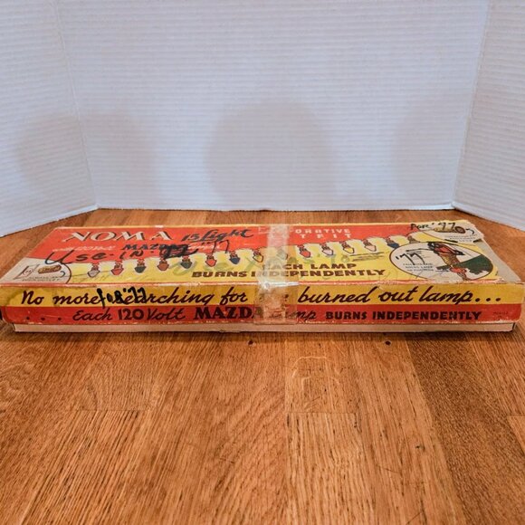 Vintage 1946 NOMA Christmas String Lights 15 Original WORKING Bulbs Original Box - Picture 6 of 6